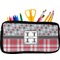 Red & Gray Dots and Plaid Pencil / School Supplies Bags - Small
