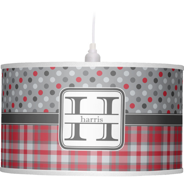 Red & Gray Dots and Plaid Pendant Lamp Shade