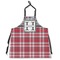 Red & Gray Dots and Plaid Apron Without Pockets w/ Name and Initial