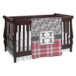 Red & Gray Dots and Plaid Baby Blanket (Personalized)