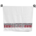 Red & Gray Dots and Plaid Bath Towel (Personalized)