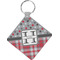 Red & Gray Dots and Plaid Personalized Diamond Key Chain