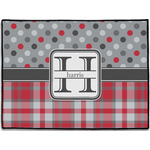 Red & Gray Dots and Plaid Door Mat (Personalized)
