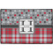Red & Gray Dots and Plaid Personalized Door Mat - 36x24 (APPROVAL)