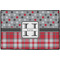 Red & Gray Dots and Plaid Door Mat - 36"x24" (Personalized)