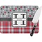 Red & Gray Dots and Plaid Rectangular Glass Cutting Board (Personalized)