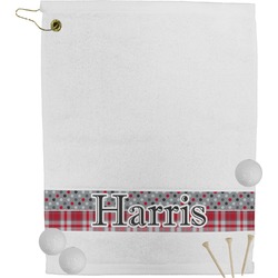 Red & Gray Dots and Plaid Golf Bag Towel (Personalized)