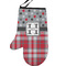 Red & Gray Dots and Plaid Left Oven Mitt (Personalized)