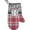 Red & Gray Dots and Plaid Personalized Oven Mitt