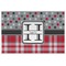 Red & Gray Dots and Plaid Personalized Placemat (Back)