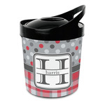Red & Gray Dots and Plaid Plastic Ice Bucket (Personalized)
