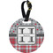 Red & Gray Dots and Plaid Personalized Round Luggage Tag