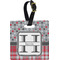 Red & Gray Dots and Plaid Personalized Square Luggage Tag