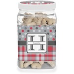 Red & Gray Dots and Plaid Dog Treat Jar (Personalized)