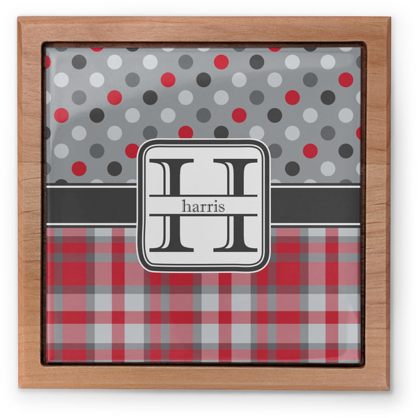 Red & Gray Dots and Plaid Pet Urn - Apvl