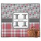 Red & Gray Dots and Plaid Picnic Blanket - Flat - With Basket