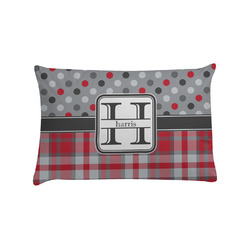 Red & Gray Dots and Plaid Pillow Case - Standard (Personalized)