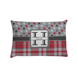 Red & Gray Dots and Plaid Pillow Case - Standard (Personalized)