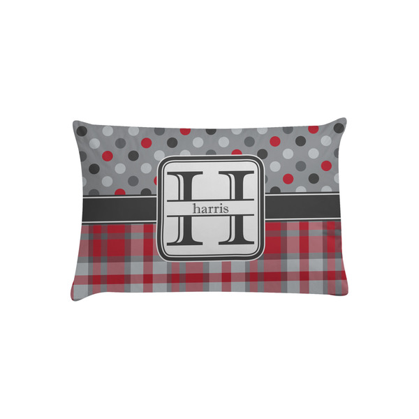 Custom Red & Gray Dots and Plaid Pillow Case - Toddler (Personalized)