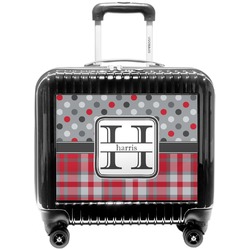 Red & Gray Dots and Plaid Pilot / Flight Suitcase (Personalized)