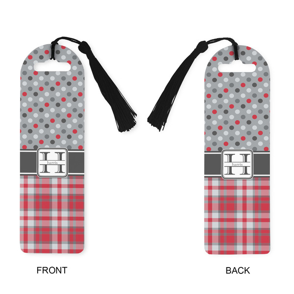 Red & Gray Dots and Plaid Plastic Bookmarks - Approval