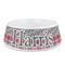 Red & Gray Dots and Plaid Plastic Dog Bowl - Medium (Personalized)