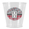 Red & Gray Dots and Plaid Plastic Shot Glass (Personalized)