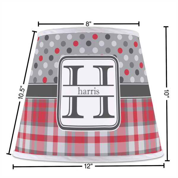 Red & Gray Dots and Plaid Poly Film Empire Lampshade - Dimensions