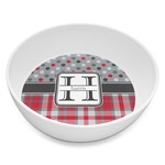 Red & Gray Dots and Plaid Melamine Bowl - 8 oz (Personalized)