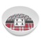 Red & Gray Dots and Plaid Melamine Bowl - Side and center