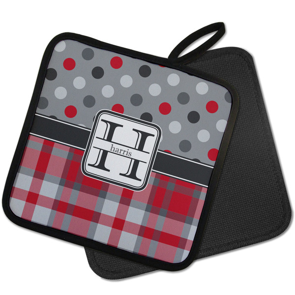 Red & Gray Dots and Plaid Pot Holders - PARENT MAIN