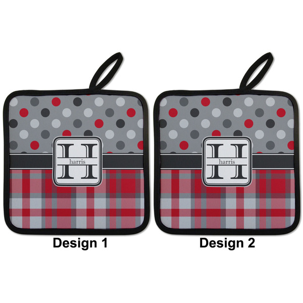 Red & Gray Dots and Plaid Pot Holders - Set of 2 APPROVAL
