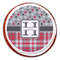 Red & Gray Dots and Plaid Printed Icing Circle - Large - On Cookie