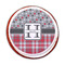Red & Gray Dots and Plaid Printed Icing Circle - Medium - On Cookie