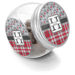 Red & Gray Dots and Plaid Puppy Treat Jar (Personalized)