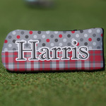 Red & Gray Dots and Plaid Blade Putter Cover (Personalized)