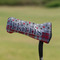 Red & Gray Dots and Plaid Putter Cover - On Putter