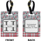 Red & Gray Dots and Plaid Rectangle Luggage Tag (Front + Back)