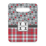 Red & Gray Dots and Plaid Rectangular Trivet with Handle (Personalized)