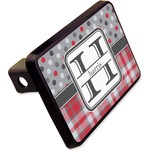 Red & Gray Dots and Plaid Rectangular Trailer Hitch Cover - 2" (Personalized)