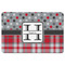 Red & Gray Dots and Plaid Rectangular Fridge Magnet - FRONT