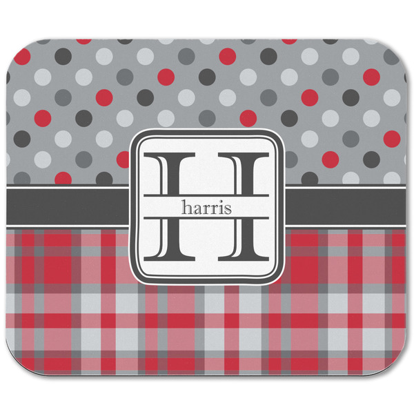 Red & Gray Dots and Plaid Rectangular Mouse Pad - APPROVAL