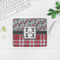 Red & Gray Dots and Plaid Rectangular Mouse Pad - LIFESTYLE 2