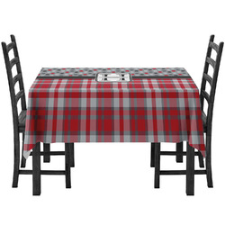 Red & Gray Dots and Plaid Tablecloth (Personalized)