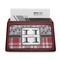 Red & Gray Dots and Plaid Red Mahogany Business Card Holder - Straight