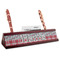 Red & Gray Dots and Plaid Red Mahogany Nameplates with Business Card Holder - Angle