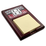 Red & Gray Dots and Plaid Red Mahogany Sticky Note Holder (Personalized)