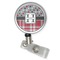 Red & Gray Dots and Plaid Retractable Badge Reel - Flat