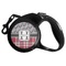 Red & Gray Dots and Plaid Retractable Dog Leash - Main