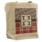 Red & Gray Dots and Plaid Reusable Cotton Grocery Bag - Front View